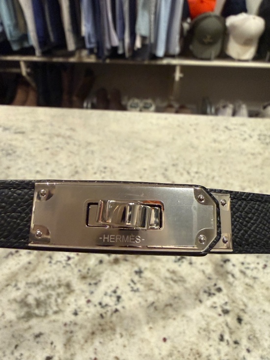 Hermes Kelly Belt- black silver hardware main image 5